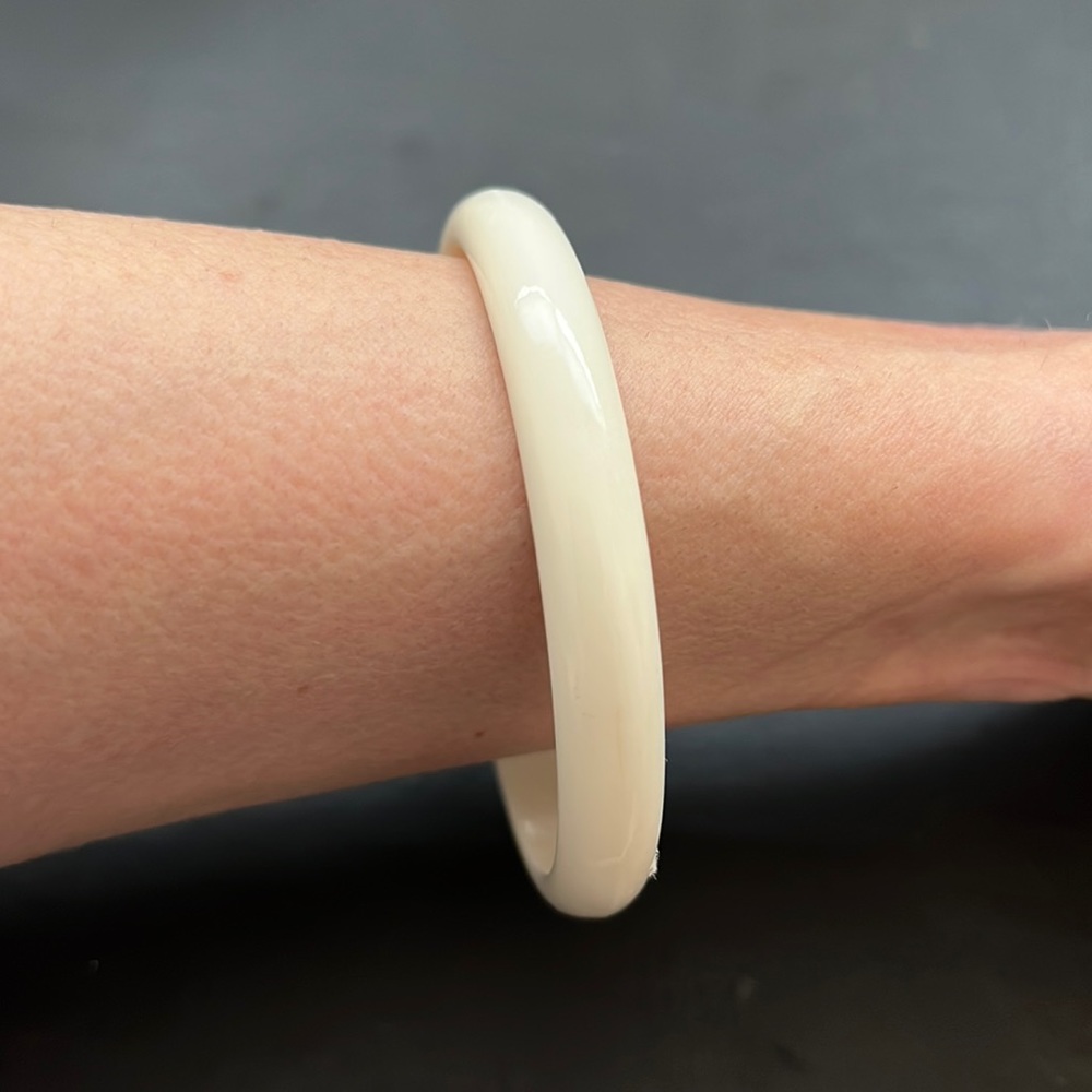 Vintage Plastic Bangle Bracelet, Ivory, Retro, Boho